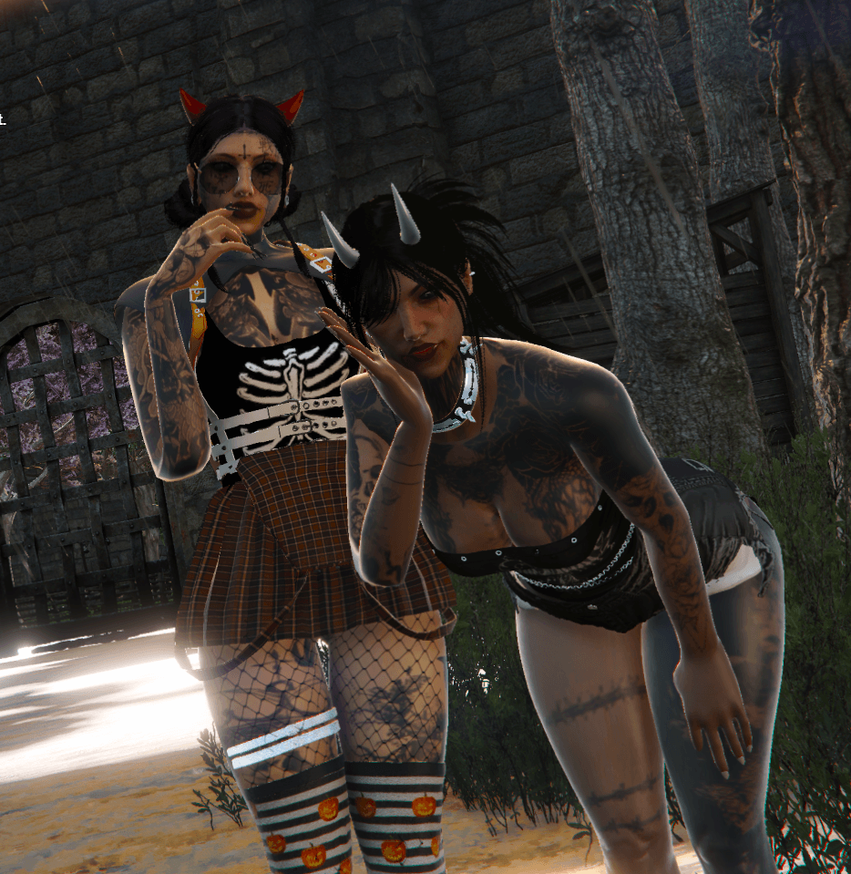 Two Veil characters beneath the city lights